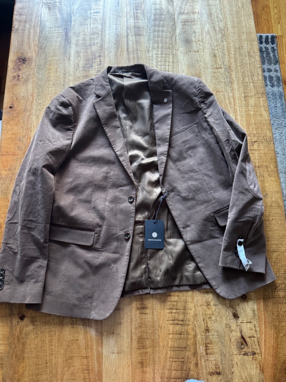 Serge Blanco Brown Veste Henri Cotton corduroy Sport Coat  Two-Button Blazer 56